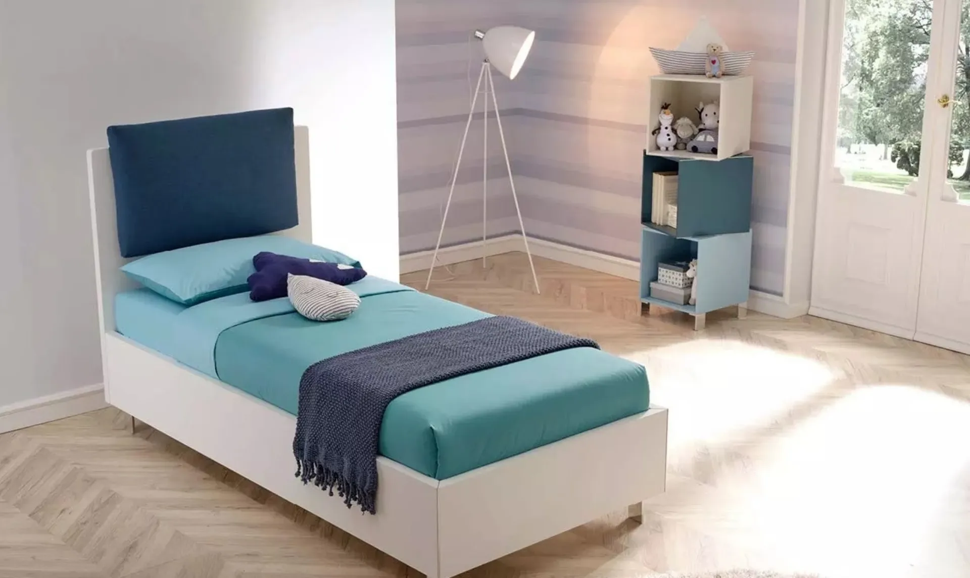 Letto singolo con contenitore SC103 di Moretti Compact